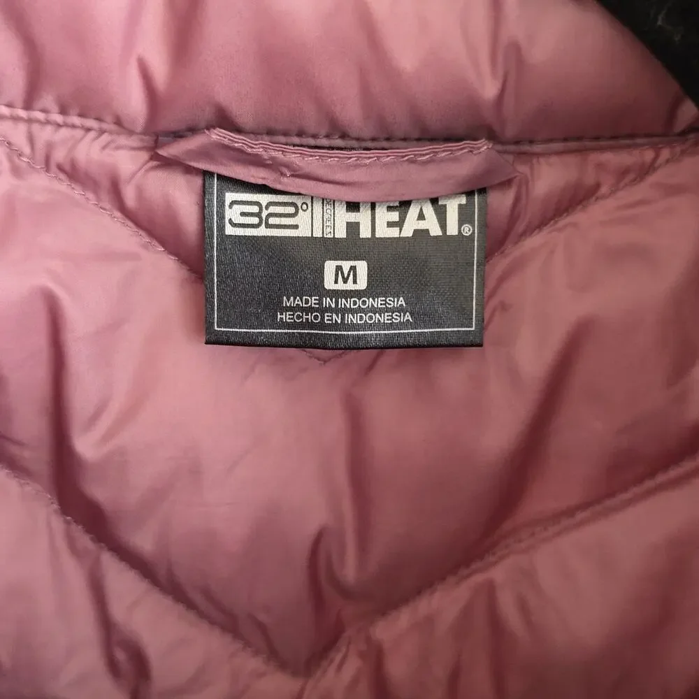 31 Degrees Heat Packable Pink Quilted Puffer Vest Womens Size Medium